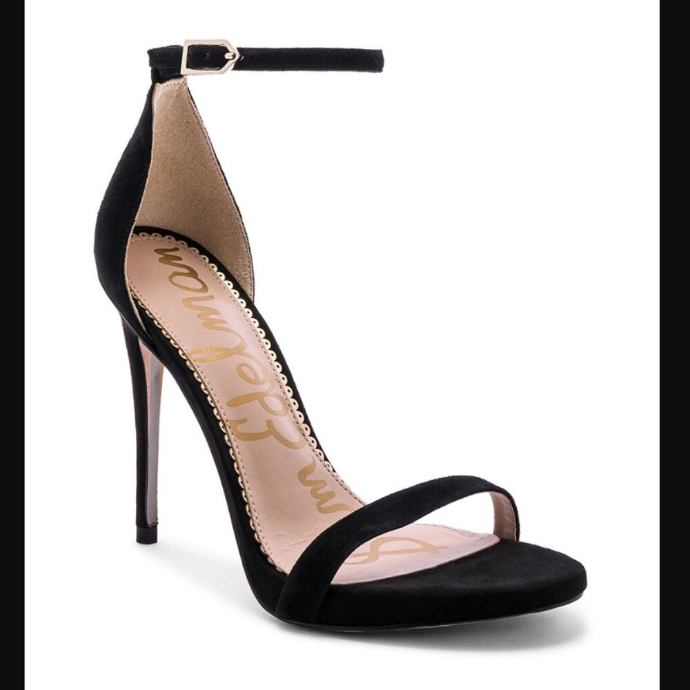 SAM EDELMAN ARIELLA BLACK SUEDE LEATHER HEELS STILETTOS 6.5 M